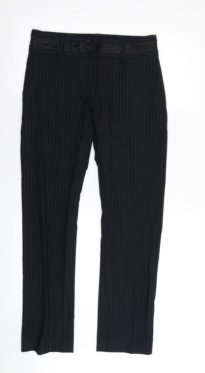 Preworn Womens Black Striped  Trousers  Size 30 in L31 in