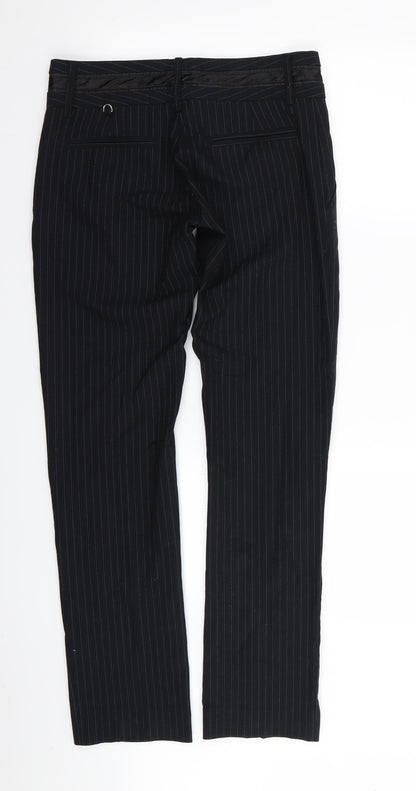 Preworn Womens Black Striped  Trousers  Size 30 in L31 in
