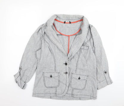 M&Co Womens Grey Striped  Jacket Blazer Size 14