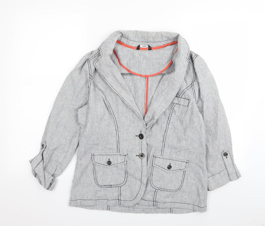 M&Co Womens Grey Striped  Jacket Blazer Size 14