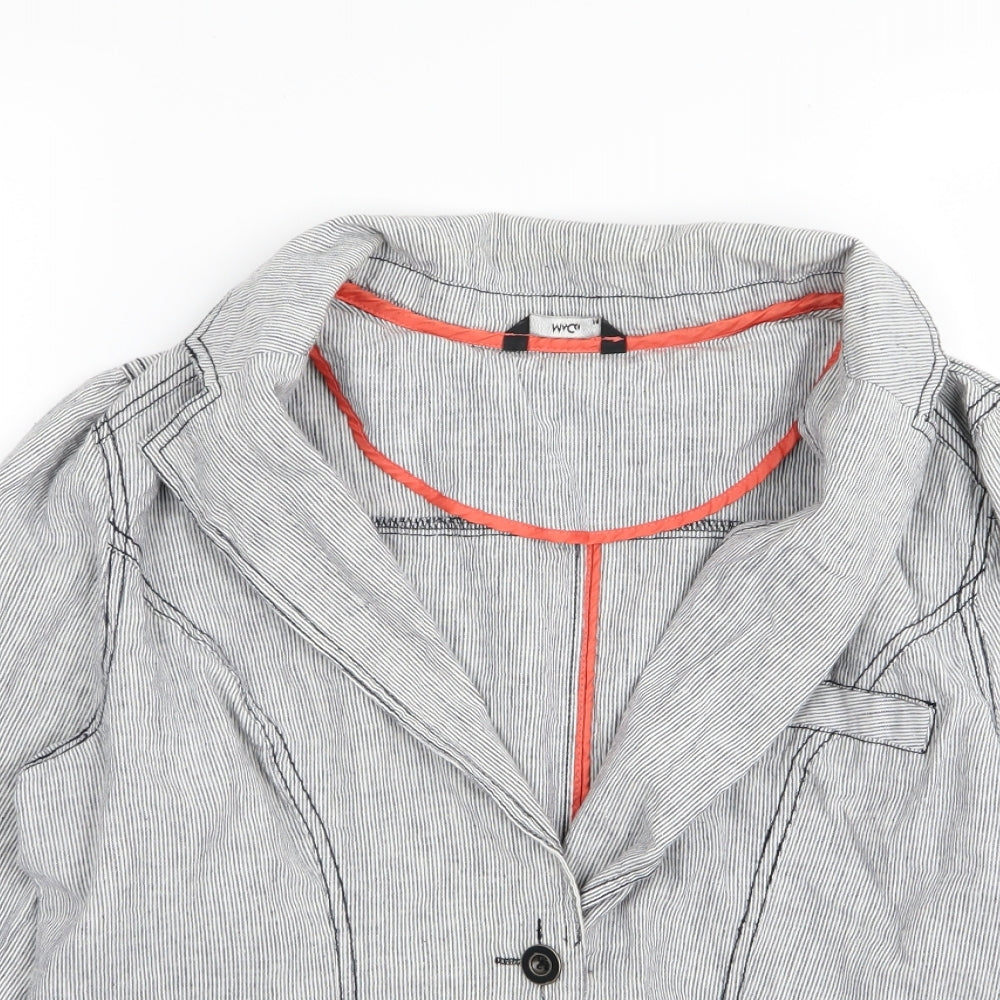 M&Co Womens Grey Striped  Jacket Blazer Size 14