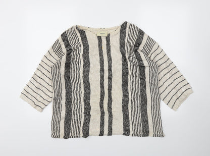 Additional front view of Papaya women’s beige striped jumper, size L