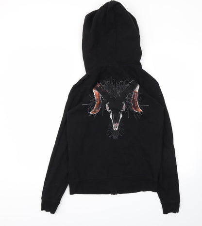 Preworn Womens Black Animal Print  Full Zip Jumper Size S