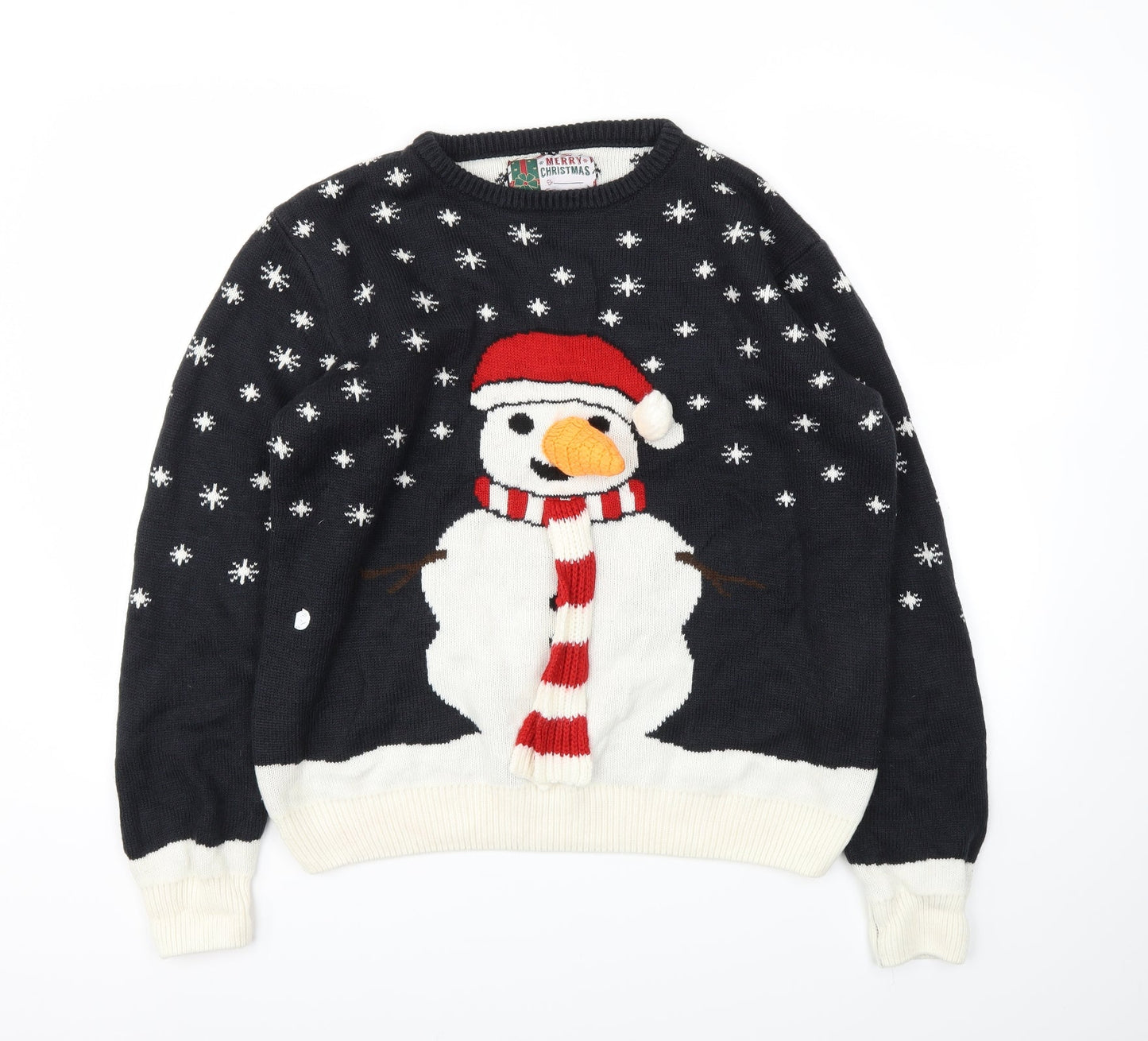 Merry Christmas Mens Black Animal Print  Pullover Sweatshirt Size XL  - Christmas