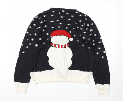 Merry Christmas Mens Black Animal Print  Pullover Sweatshirt Size XL  - Christmas