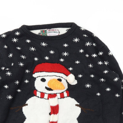 Merry Christmas Mens Black Animal Print  Pullover Sweatshirt Size XL  - Christmas