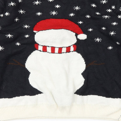 Merry Christmas Mens Black Animal Print  Pullover Sweatshirt Size XL  - Christmas