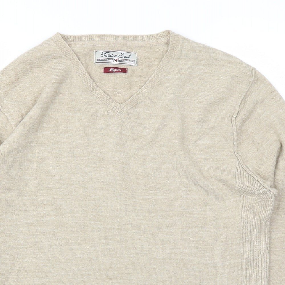 Twisted Soul Mens Beige   Pullover Sweatshirt Size M