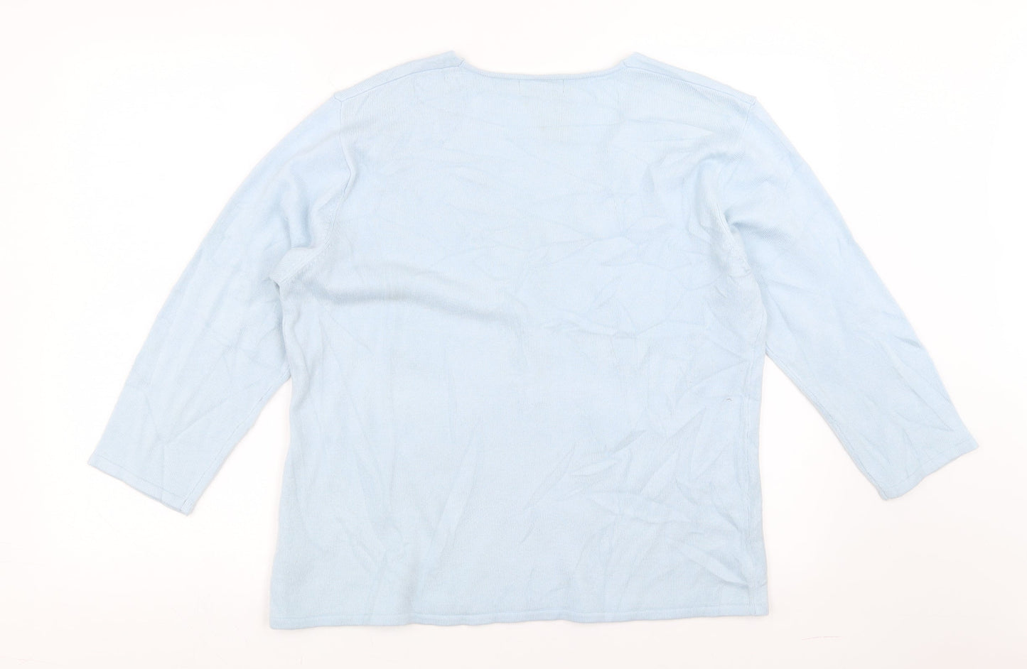 ROWLANDS Womens Blue Floral  Pullover Jumper Size L  - Floral embroidery