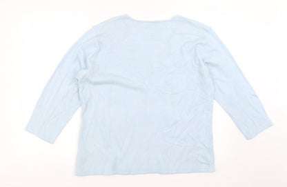 ROWLANDS Womens Blue Floral  Pullover Jumper Size L  - Floral embroidery