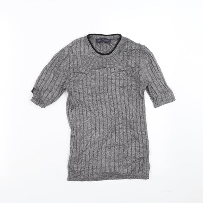 Marks and Spencer Womens Grey Striped  Pullover Jumper Size 8  - stretch fabric