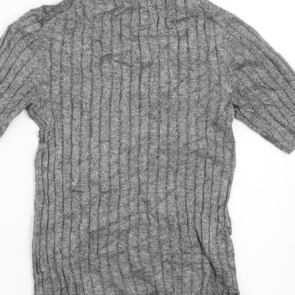 Marks and Spencer Womens Grey Striped  Pullover Jumper Size 8  - stretch fabric