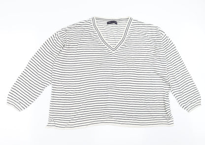 Marks and Spencer Womens White Striped  Pullover Jumper Size XL