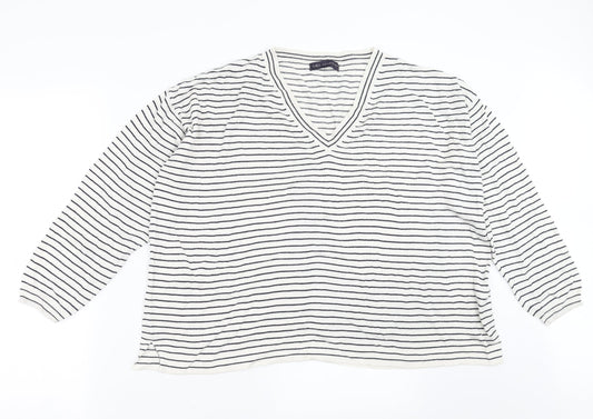 Marks & Spencer Womens White Striped  Pullover Jumper Size XL