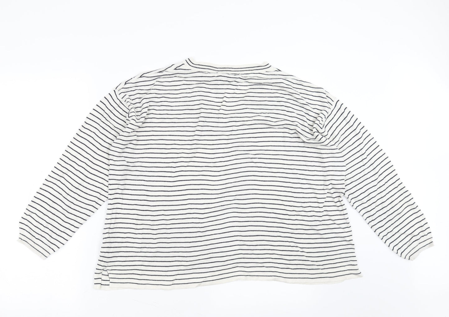 Marks and Spencer Womens White Striped  Pullover Jumper Size XL