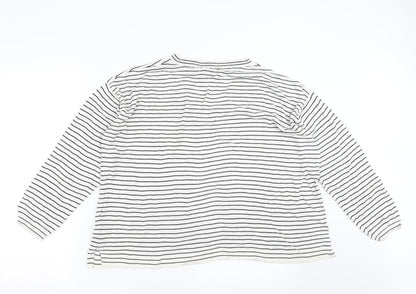 Marks and Spencer Womens White Striped  Pullover Jumper Size XL