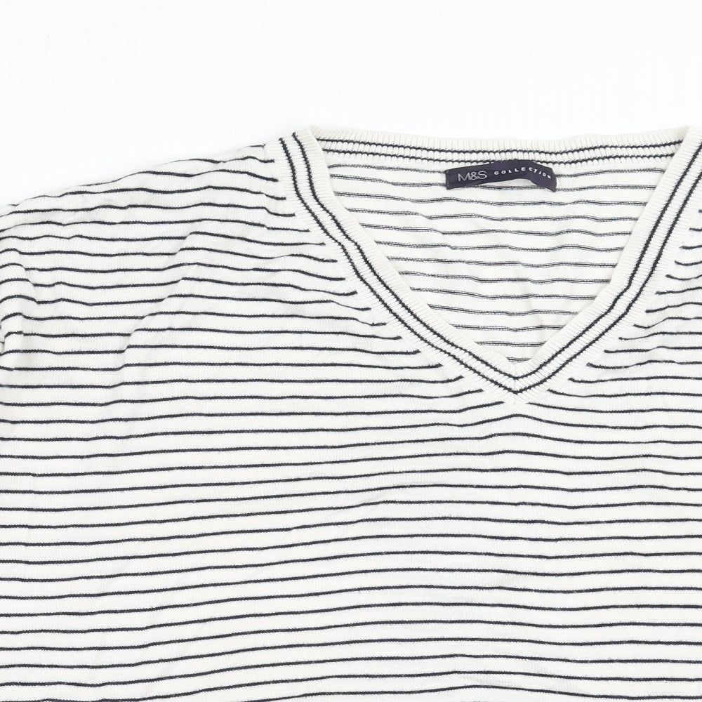 Marks and Spencer Womens White Striped  Pullover Jumper Size XL