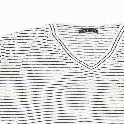 Marks and Spencer Womens White Striped  Pullover Jumper Size XL