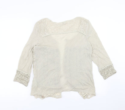 Latte Womens Beige Striped  Cardigan Jumper Size M