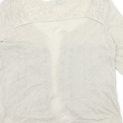 Latte Womens Beige Striped  Cardigan Jumper Size M