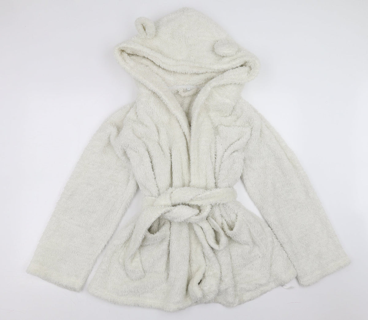 Debenhams Womens White Solid  Top Robe Size 8  - Ears on hood