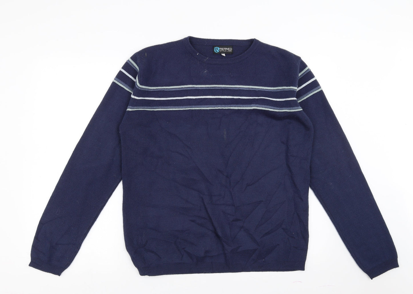 Refined Style Labs Mens Blue   Pullover Jumper Size L  - Stripe design