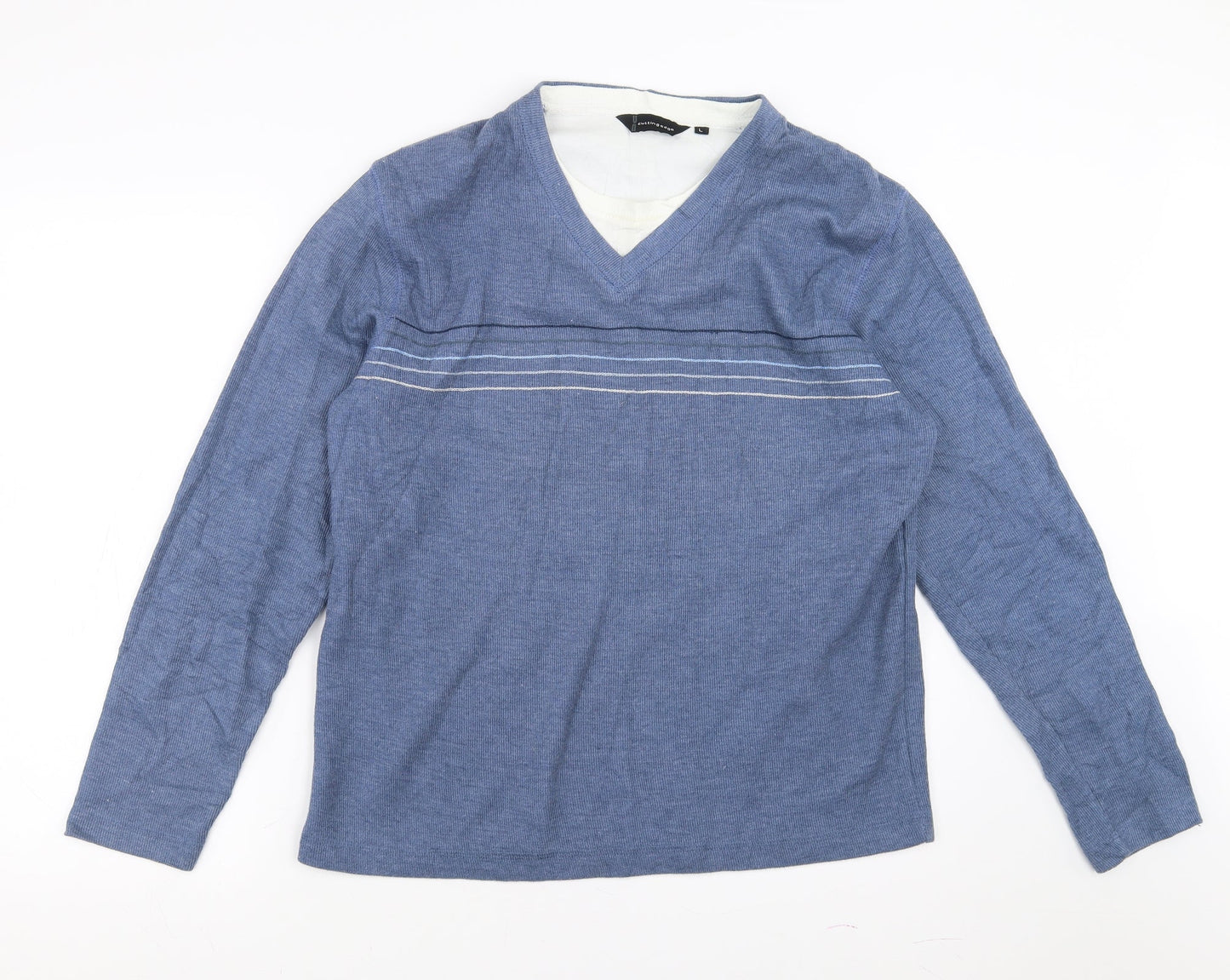 Cutting Edge Mens Blue   Pullover Jumper Size L  - stripes
