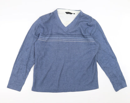 Cutting Edge Mens Blue   Pullover Jumper Size L  - stripes
