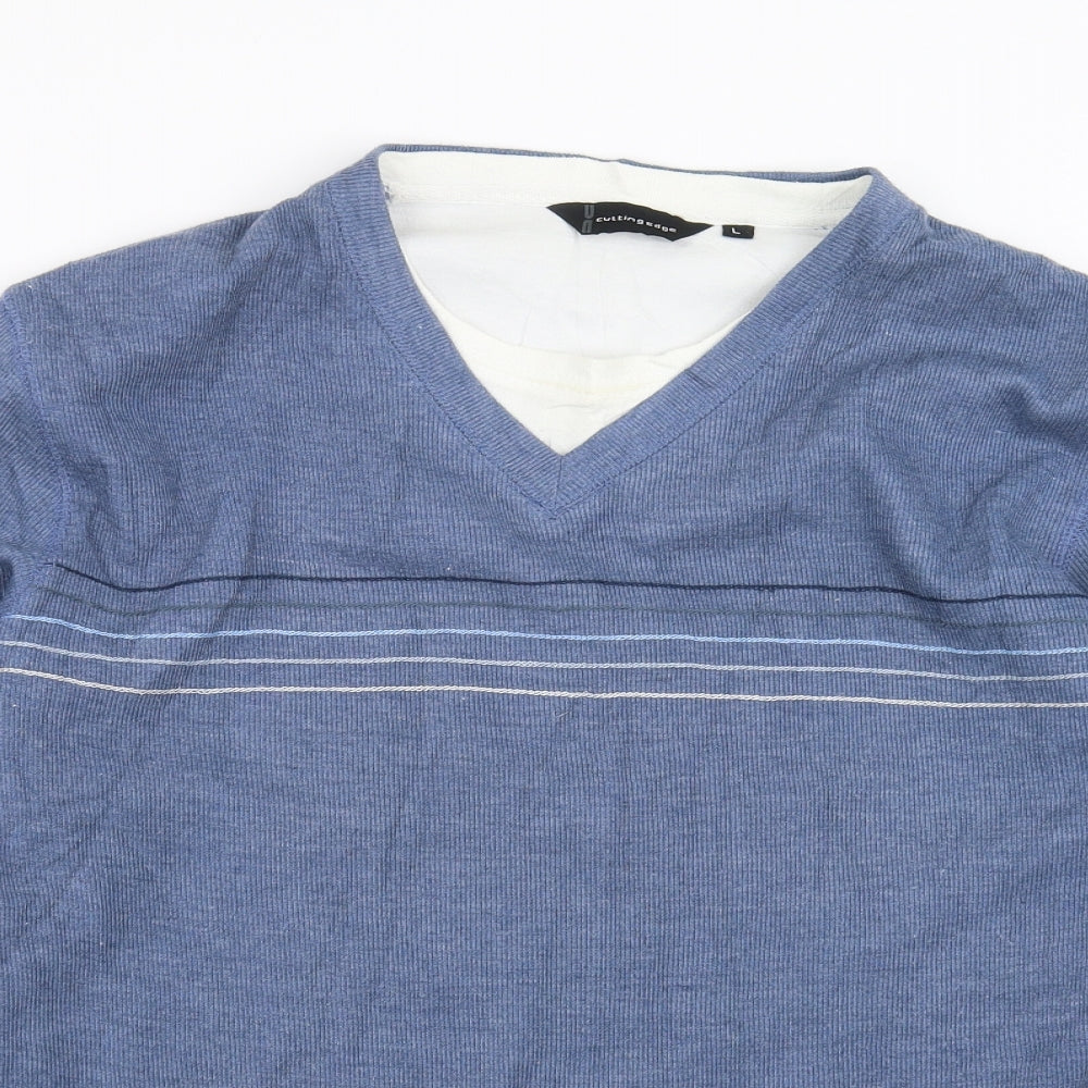 Cutting Edge Mens Blue   Pullover Jumper Size L  - stripes