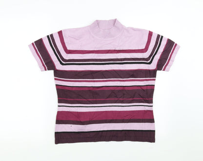 Essentials Womens Purple Striped  Pullover Jumper Size 14