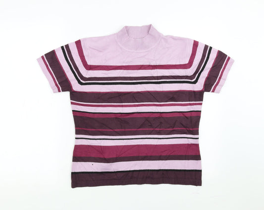 Essentials Womens Purple Striped  Pullover Jumper Size 14