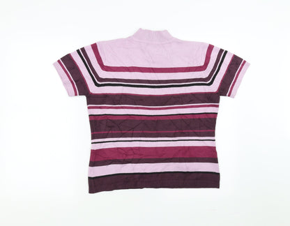 Essentials Womens Purple Striped  Pullover Jumper Size 14
