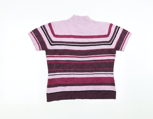 Essentials Womens Purple Striped  Pullover Jumper Size 14