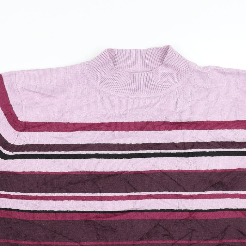 Essentials Womens Purple Striped  Pullover Jumper Size 14