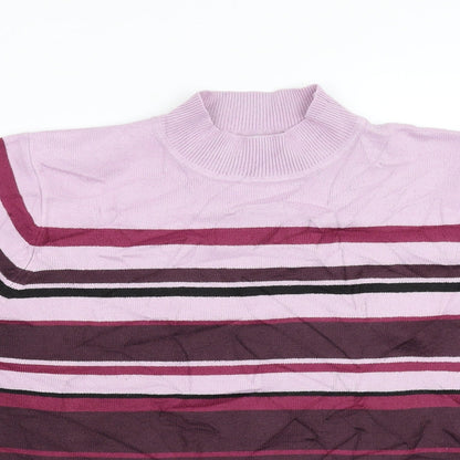 Essentials Womens Purple Striped  Pullover Jumper Size 14