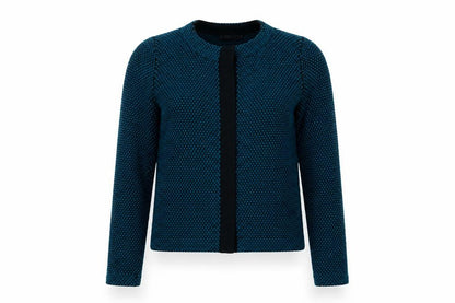 Front view of ASOS women’s green geometric cardigan jumper, size S