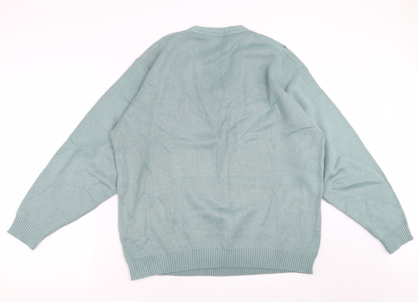 GREENWOODS Mens Green Geometric  Pullover Jumper Size L