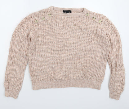 Front view of Atmosphere women’s beige knit jumper, size UK 12