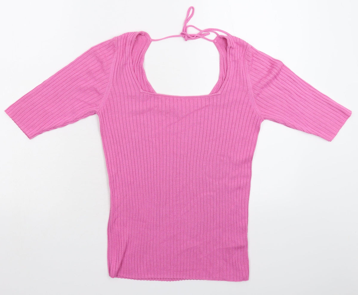 Next Womens Pink  Knit Pullover Jumper Size 12
