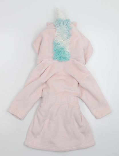 Marks and Spencer Girls Pink Solid Fleece Kimono Robe Size 2-3 Years