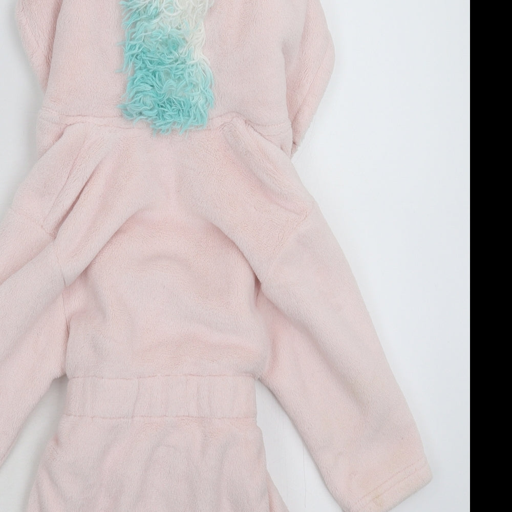Marks and Spencer Girls Pink Solid Fleece Kimono Robe Size 2-3 Years