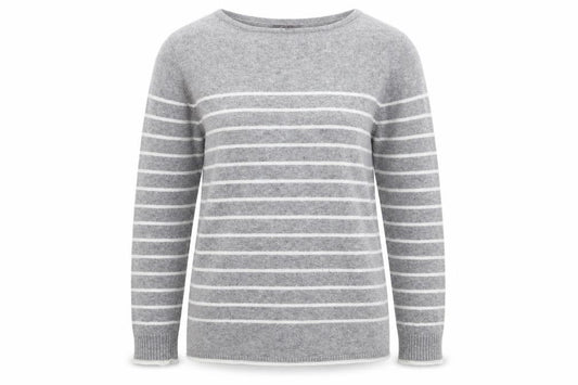 First Avenue Womens Grey Striped Knit Pullover Jumper Size S