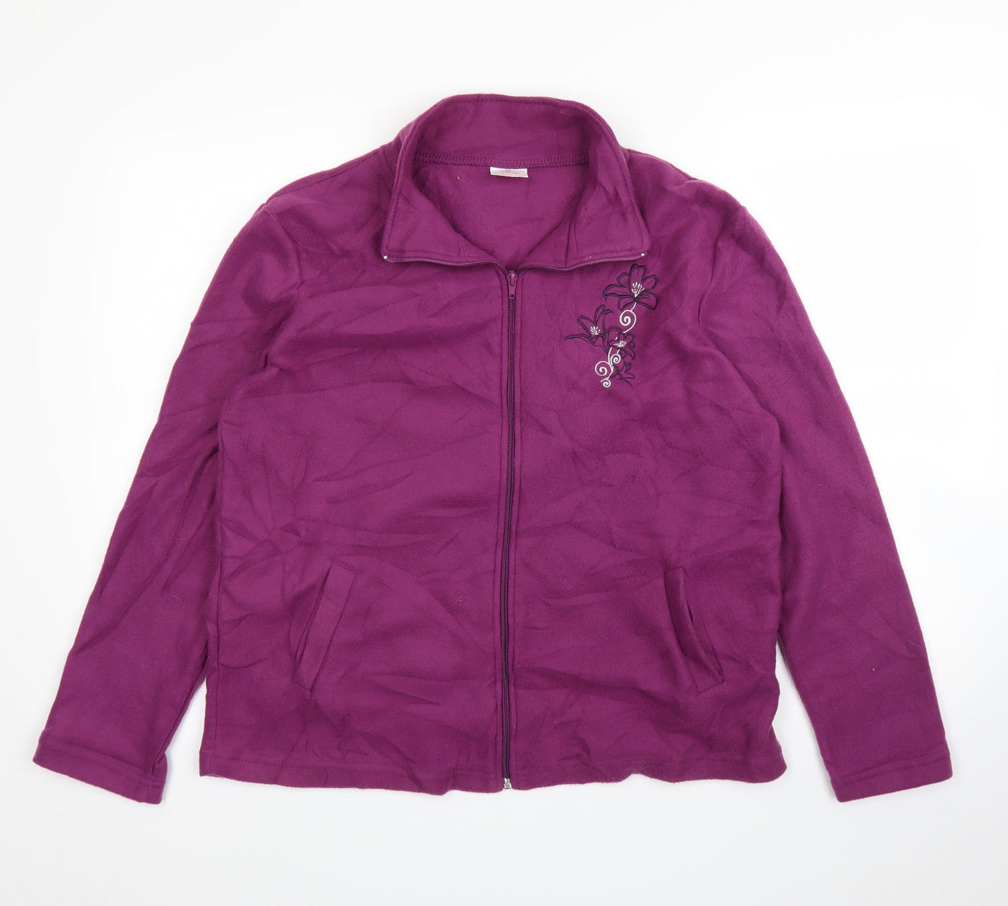 Anna De Lancay Womens Purple Floral  Full Zip Jumper Size M