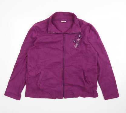 Anna De Lancay Womens Purple Floral  Full Zip Jumper Size M