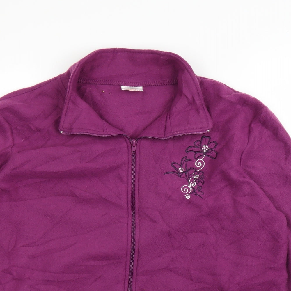 Anna De Lancay Womens Purple Floral  Full Zip Jumper Size M