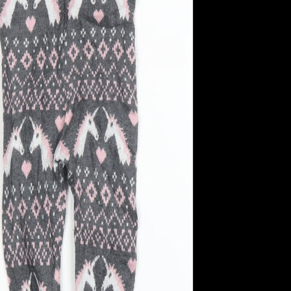 Preworn Girls Grey Fair Isle  Capri Leggings Size 12 Months  - Tights