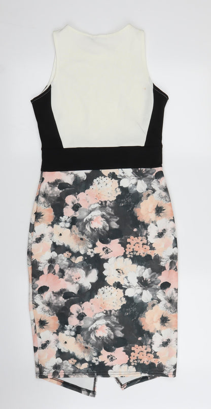Boohoo Womens Pink Floral  Sheath  Size 10