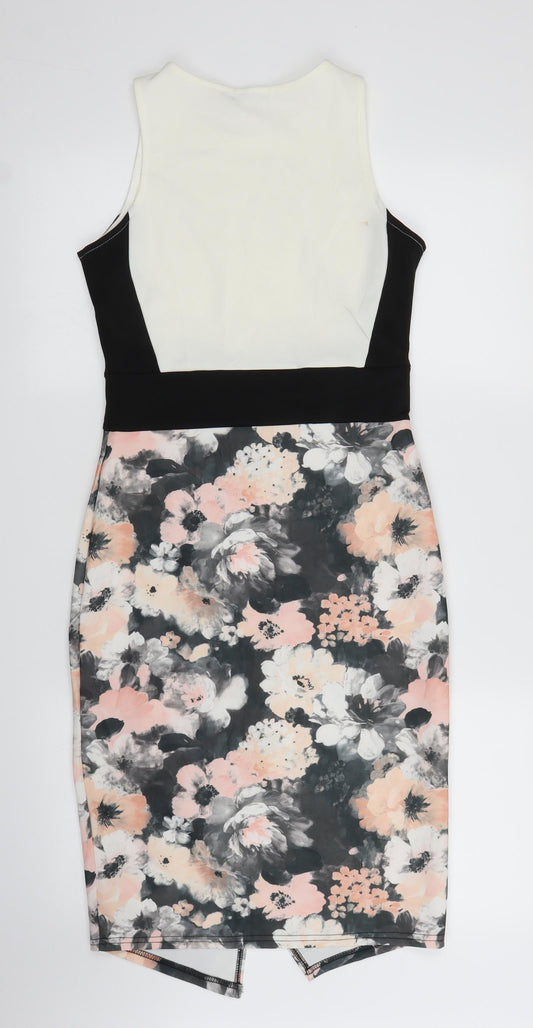 Boohoo Womens Pink Floral  Sheath  Size 10