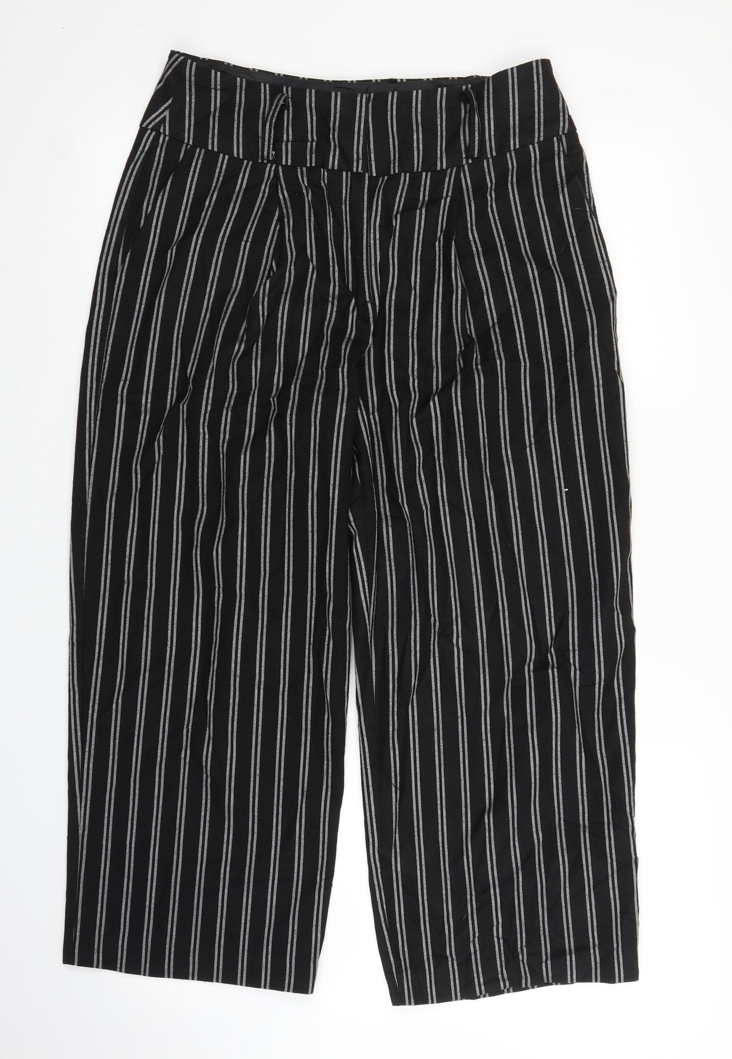 New Look Womens Black Striped  Bloomer Trousers Size 12 L23 in