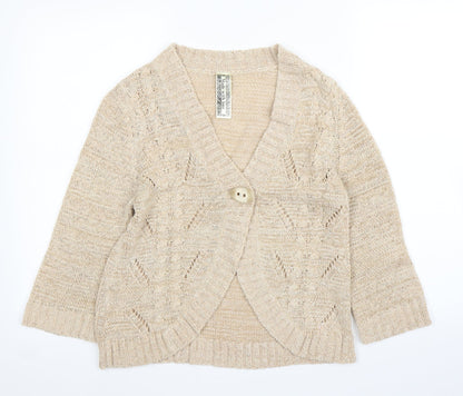 Made with Love Womens Beige   Cardigan Jumper Size 14